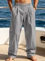 Detail view of men's loose grey linen-style trousers on a boat deck - S / Gray