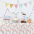 Colorful Happy Birthday stars disposable PE plastic rectangle tablecloth for party decor - 54*108inch / Star