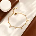 Elegant gold-plated titanium steel bracelet featuring rectangular sequins and clear rhinestones - C387 White Rhinestone Rectangle Bracelet / Gold