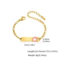 Gold stainless steel flower bracelet with dimension and weight specifications for kids - Pink Flower / Gold