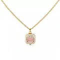Elegant gold-plated Mother's Day locket necklace featuring a pink MOM heart pendant - MOM Pink Locket Necklace
