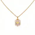 Elegant gold plated Mother's Day necklace with square MOM heart floral pendant gift - MOM Yellow Locket Necklace
