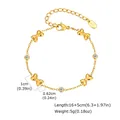 Gold plated stainless steel bow bracelet with cubic zirconia and adjustable chain link - Gold White Zirconia Style (BR-2194G02)