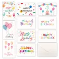Lot de cartes de vœux d'anniversaire artistiques en aquarelle avec enveloppes et ballons - s607# Série Anniversaire - Lot de 10 (Avec enveloppes)