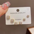 Elegant square gold stud earrings set with sparkling rhinestones for women, 3 pairs. - 45# Gold - Full Diamond Square Set (thickened Real Gold For Color Preservation)