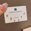 Elegant 3-pair set of minimalist gold round stud earrings featuring shimmering zirconia details - 56# Gold-plated Zircon Bead Three-piece Earring Set (thickened Real Gold Plating)