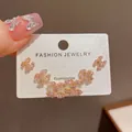 Pink marquise crystal double-C stud earrings set in elegant gold plating for women - 59# Pink - Full Diamond Chanel-style Earring Set (thickened Real Gold Plating)