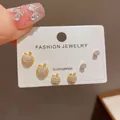 Elegant minimalist Korean style 3-pair gold apple and stud earring set for women - 83# Gold - Full Zirconium Apple Three-piece Earring Set (thickened Real Gold Plating)