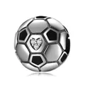 Sporty 925 silver football charm bead with heart-shaped crystals for DIY charm bracelets - Soccer (with Heart-shaped Rhinestone)