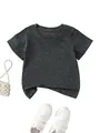 Detailed view of casual gray short sleeve t-shirt for children with soft cotton texture - 120cm / Dark Gray