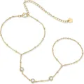 Elegante bracciale da dito placcato oro 16k con tre pietre di zircone con incastonatura. - 16K / Intarsio Tre Strass (Stile 3)