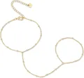 Dainty minimalist 16k gold plated hand chain finger bracelet with delicate bead details - 16K / Tiny Bead Chain (Style 7)