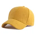 Unisex yellow faux suede baseball cap with a classic curved brim and plain design - Adjustable / Yellow