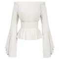 Elegante Renaissance blouse met blote schouders en gesmokte taille in wit - S / Wit