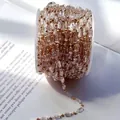 High-quality 14K gold filled chain with clear crystal square beads for DIY jewelry making - 1m / Clear