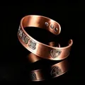 Antikes rotes Kupfer-Magnetarmband mit gebürstetem Finish und Jesus-Gravur - Bangle