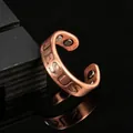 Magnetring aus rotem Kupfer im Vintage-Stil mit Jesus-Gravur und gebürstetem Finish - Ring