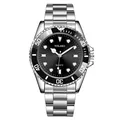Classic YOLAKO men's quartz wristwatch featuring a black dial and silver stainless steel strap - Black