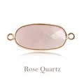 Facettierter ovaler Rosenquarz-Verbinder in Goldoptik für Schmuck - Rosenquarz