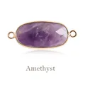 Facetierter ovaler violetter Amethyst-Steinverbinder mit vergoldeten Ösen für Schmuck - Amethyst