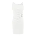 Robe midi moulante blanche élégante sans manches avec fronces style OL pour femmes - S / Blanc pur