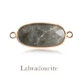 Natural faceted rectangular Labradorite double connector charm for jewelry making - Labradorite
