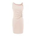 Élégante robe midi rose sans manches dotée d'une magnifique taille froncée amincissante - S / Rose