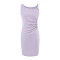 Robe midi moulante élégante sans manches lilas avec fronces à la taille pour femmes - S / Violet