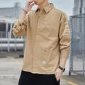 Men's khaki utility shirt jacket durable casual workwear for spring autumn textured - Khaki