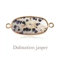 Elegant oval faceted Dalmation jasper double bail stone connector for jewelry making - Dalmatian Jasper