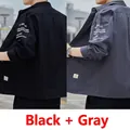 Durable men's casual workwear shirt jacket variant shown in black and grey colors - Black And Grey
