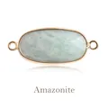 Natural faceted oval Amazonite stone connector with gold bezel for DIY necklace making - Amazonite