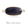Faceted blue goldstone oval connector pendant with dual loops for jewelry making - Blue Goldstone (Synthetic)