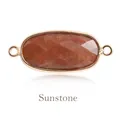 Oval faceted natural sunstone connector charm with gold plating for jewelry making - Synthetic Red Gold Sand Stone