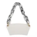 Portable white leather milk tea cup holder with stylish marble pattern acrylic chain handle - White with Marble Chain