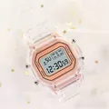 Sporty transparent square digital watch with pink inner frame for students - Rose Gold