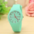 Minimalist mint green silicone Geneva jelly quartz watch for women with red hands - Pale Green