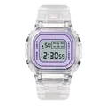 Reloj deportivo digital LED cuadrado transparente con esfera púrpura - Transparent square purple