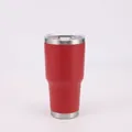 Red 30oz double-layer vacuum insulated stainless steel tumbler with a clear lid. - 30oz / Red