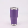 Full side view of a matte purple 30oz vacuum insulated stainless steel tumbler with lid - 30oz / Purple