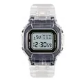 Transparent sport digital square watch with LED display and waterproof design for students - Black