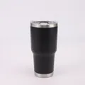 Detailed view of 30oz black stainless steel vacuum insulated tumbler with clear lid - 30oz / Black