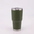 Detailed view of a 30oz olive green vacuum insulated stainless steel tumbler with lid - 30oz / Green