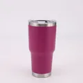 A close-up detailed view of a 30oz fuchsia stainless steel vacuum insulated tumbler - 30oz / Fuschia