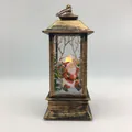 Dekorative Vintage-Weihnachts-LED-Laterne in Bronze mit Weihnachtsmann und Geschenksack. - Antikgold