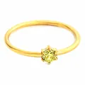 Bague minimaliste en acier inoxydable doré avec un zircon vert clair de forme ronde - Taille 6 / Vert Clair (R0009-D)