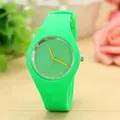 Vibrant candy green silicone quartz jelly watch for women with Geneva dial markings - Green