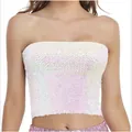 Top a fascia con paillette per spettacoli e discoteca, vestibilità elasticizzata - Taglia unica / Bianco