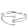 Exquisite S925 sterling silver open-end bracelet with sparkling moissanite stones - Rectangular End Open Bracelet (B16906-5060) + GRA/Black Card / 50*60mm