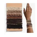 Handmade bohemian braided hair ties and bracelets set in earth tones product display - Coffee Series - Oversized - With Cardboard